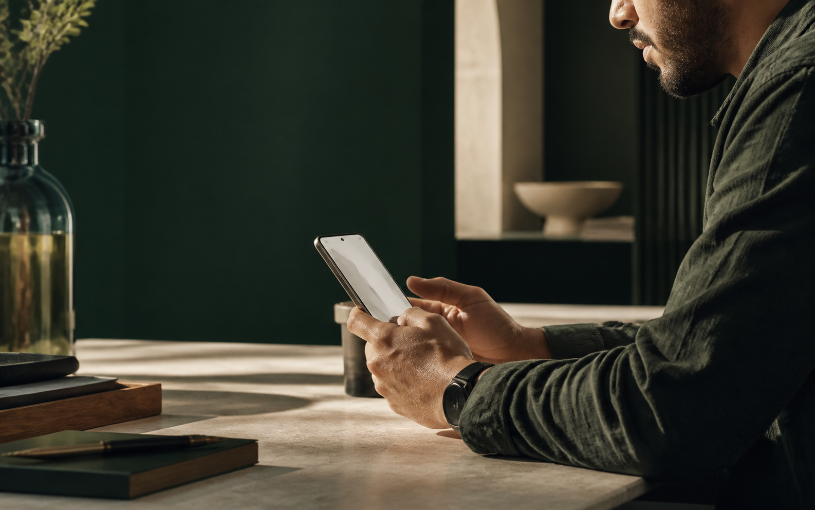 Mobile product work in a calm contemporary setting